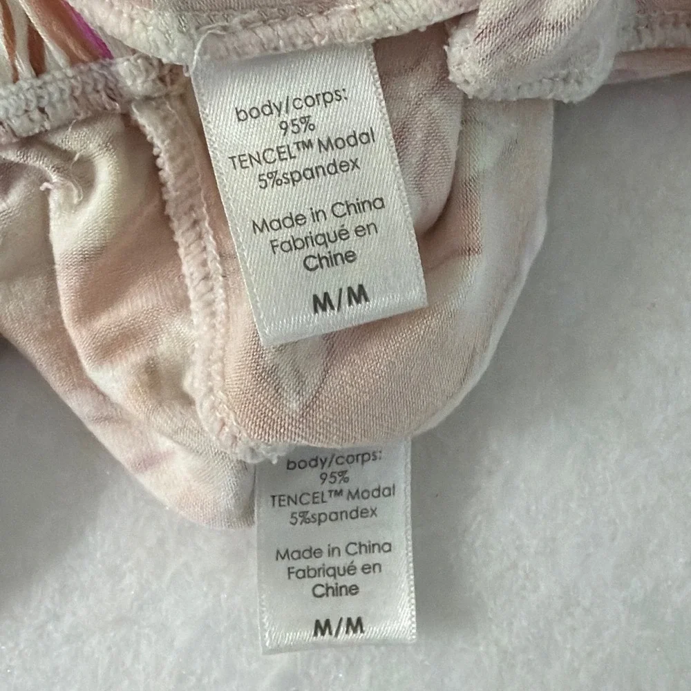Eberjey Gisele Floral Orchid Pajama Set Peach Modal Short Sleeve Crop Pants M